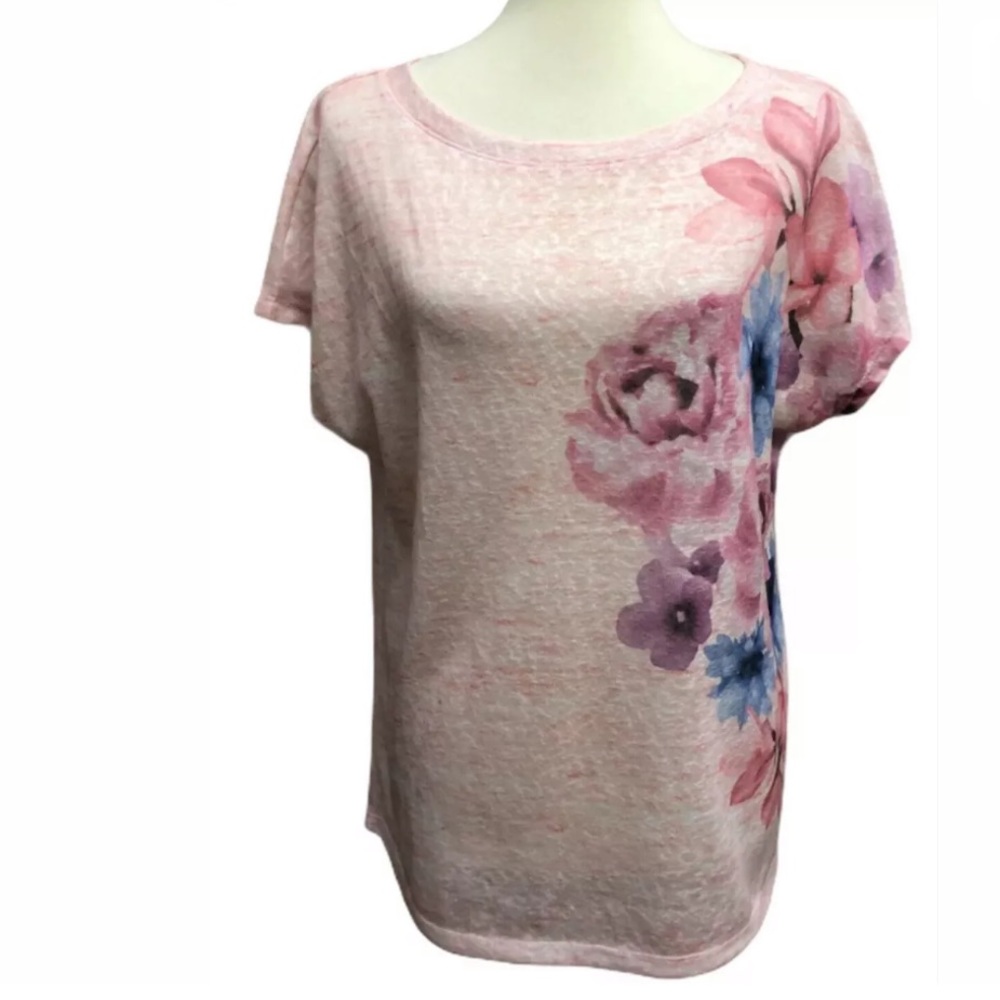 Nicole Miller Round Neck Cap Sleeve Top